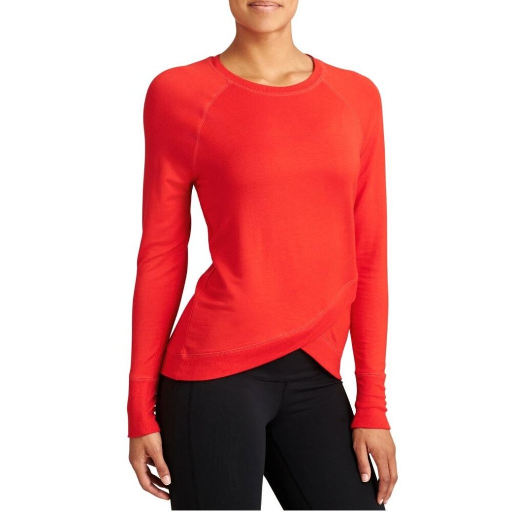 Athleta Serenity Criss Cross Athletic Sweatshirt Top in Saffron Red - Sz S
